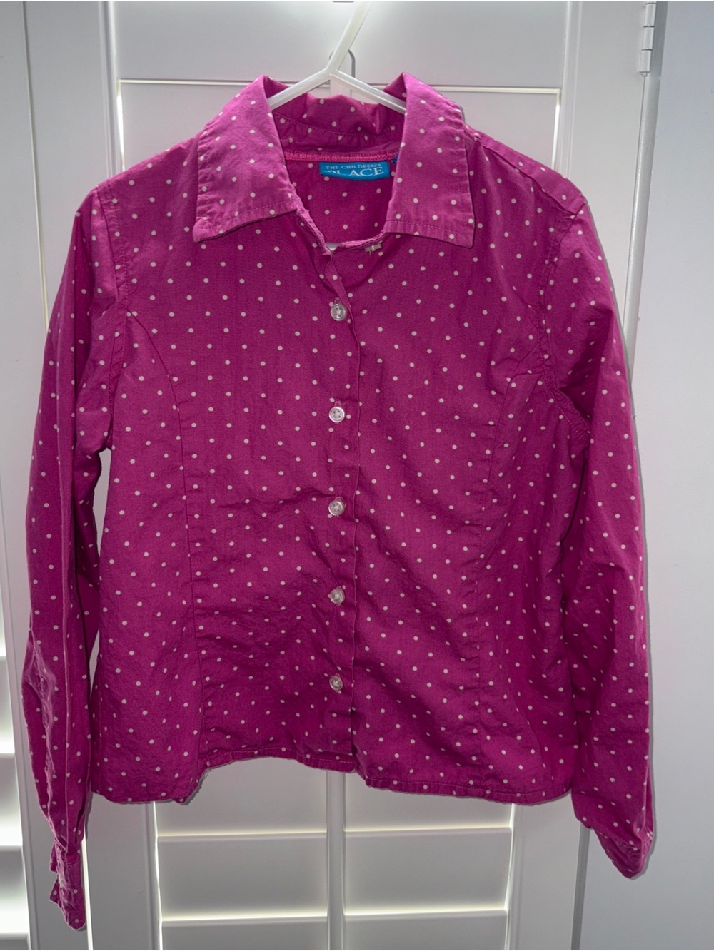 Girl’s Youth Pink Polkadot Button-Up M 7/8